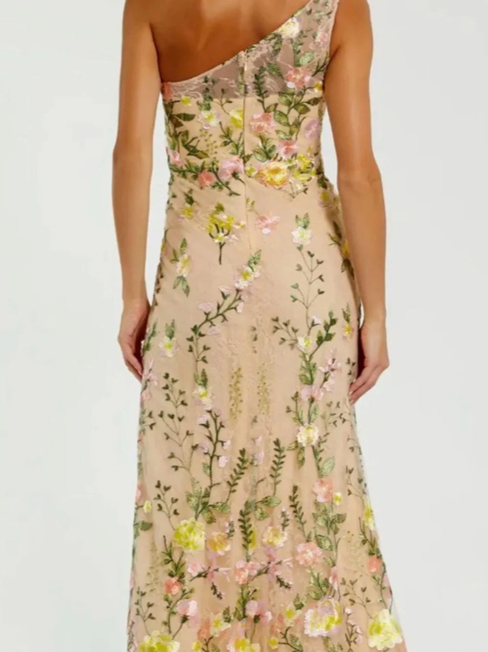 Mac Duggal One-Shoulder MOB Floral Embroidered Dress - Picture 3 of 3